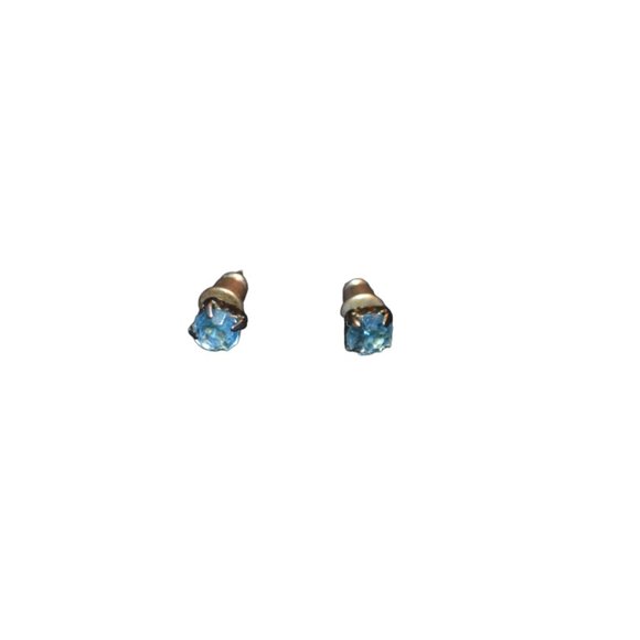Earrings Stud Blue I-cone Faux Crystals 5 mm - Picture 1 of 5